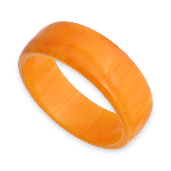 Vintage Bakelite Bangle Bracelet Orange Tangerine Marbled Wide Chunky Retro - Picture 2 of 3
